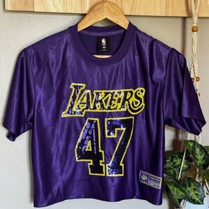 LAKERS‎ Women's Lakers Purple Sequin Crop Top Jersey Size M